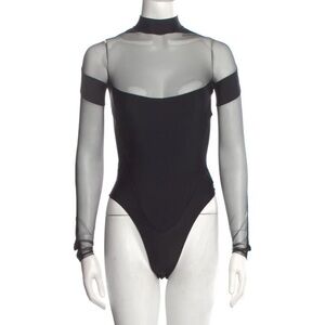Mugler Black and Gray Sheer Bodysuit